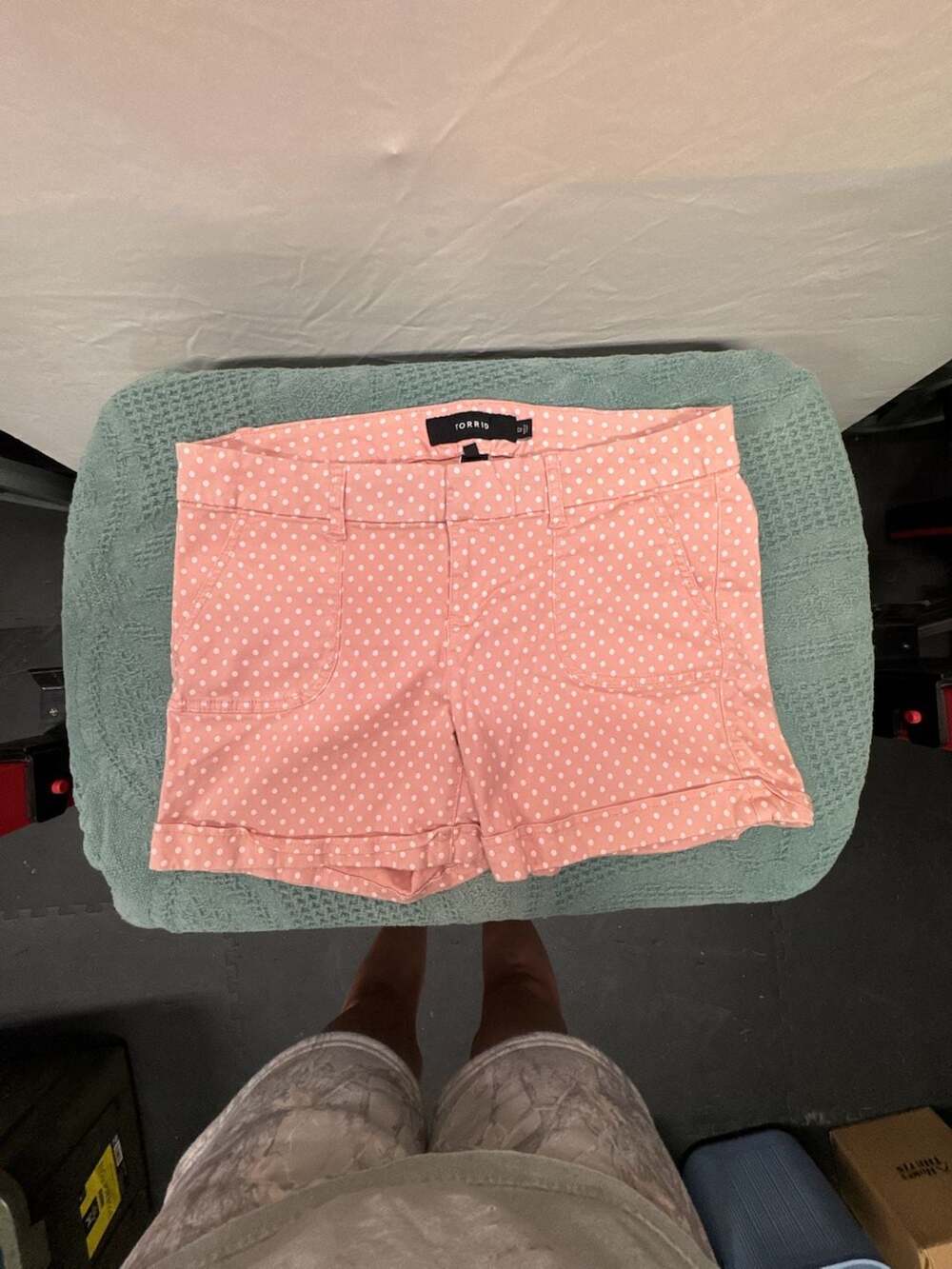Torrid Peach Polka Dot Rolled Cuff Chino Shorts